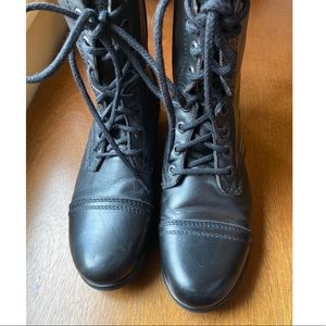 Steve Madden Leather Lace Up Combat Boots